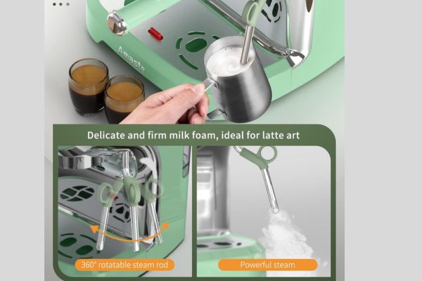 Amaste Espresso Machine with Grinder Milk Frother